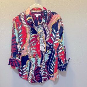 Chico's Multicolor Artisan Paisley Button Up Shirt Top Women’s Size Medium